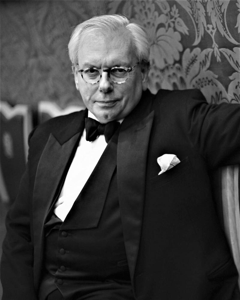 black & white photo of david starkey