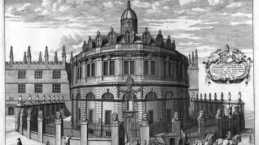 Historical engraving of Sheldonian Theatre